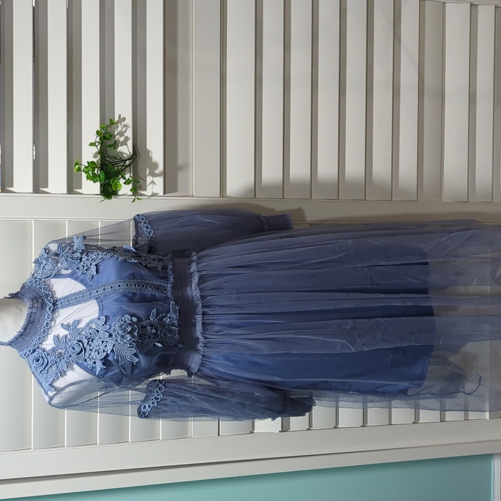 New Dusty Blue Chiffon Princess Dress
